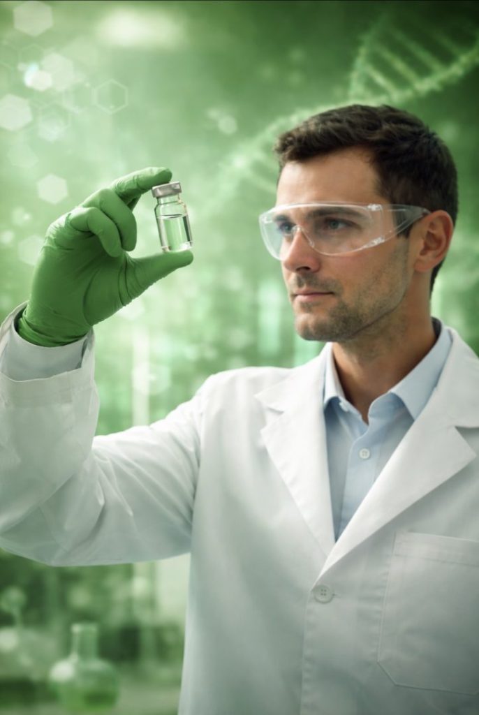 Lab Tech Visually Inspecting Sample Bottle!